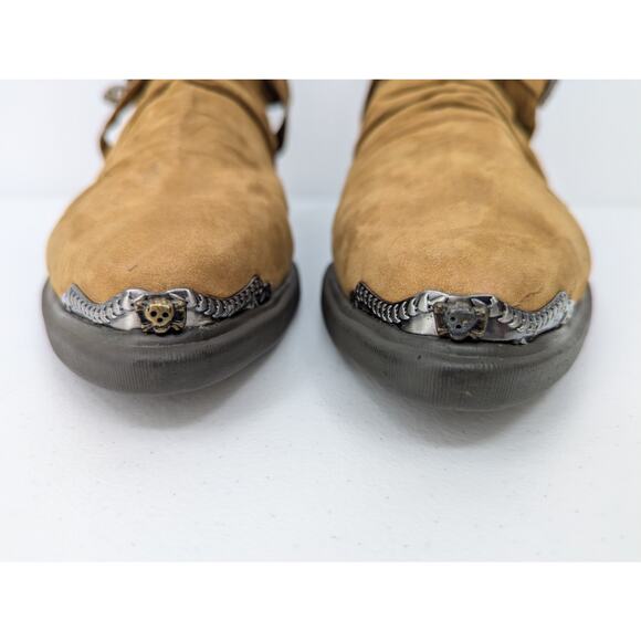 Vintage Zodiac Suede Ankle Boots with Skull Accents Men's Size 13 - Picture 5 of 13